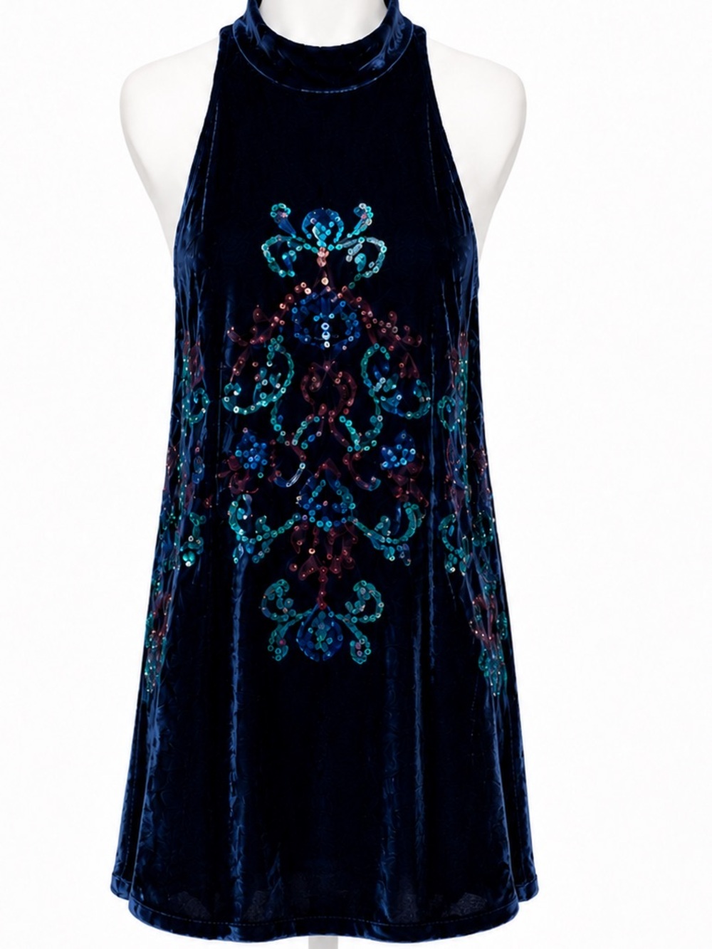 Free People Jill's Navy Blue Swing Dress With Sequin S